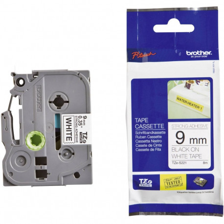 Kleepkirjalint/markeerimislint BROTHER Strong TZE-S221 9mm must/valgel