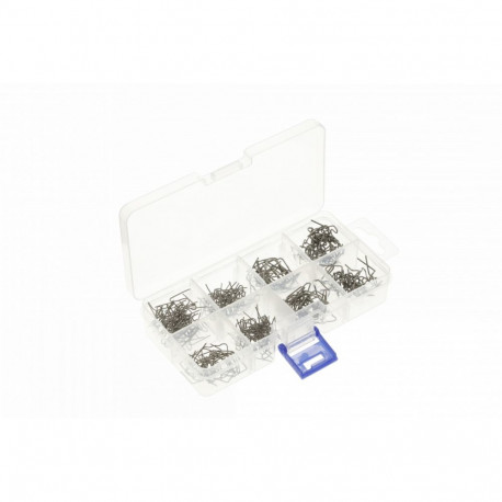 Hogert HT2C082 plastic welding staple set, 300 pcs, 6 types, 0.6-0.8mm, M and V type