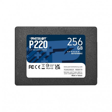 SSD|PATRIOT|P220|256GB|SATA|Write speed 490 MBytes/sec|Read speed 550 MBytes/sec|2,5"|TBW 120 TB|P22