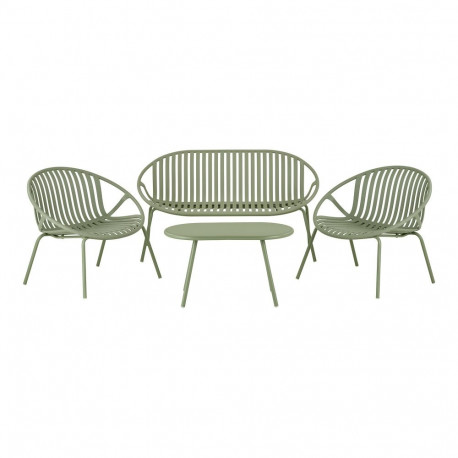 Aiamööbli komplekt SALY diivan, 2 tooli ja laud, roheline