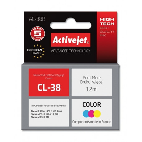 Activejet AC-38R tindikassett (asendus Canon CL-38; premium; 12 ml; värviline)
