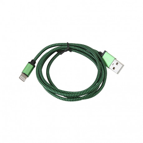 PLATINET USB LIGHTNING FABRIC BRAIDED CABLE 1M GREEN