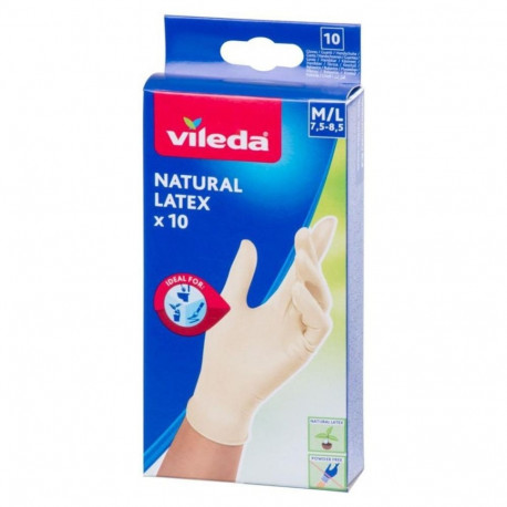 Cleaning Gloves - Vileda Natural Latex Gloves S/M 10 Pairs