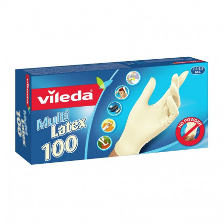 Disposable Gloves - Vileda Multi Latex 100 Beige, Chemical & Dirt Resistant