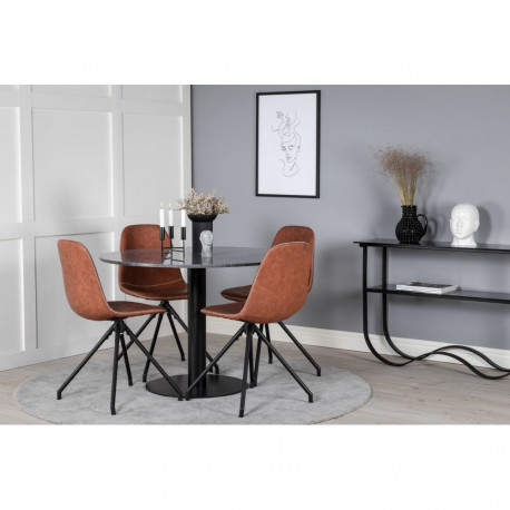 Söögitoa komplekt ESTELLE&POLAR 4 tooli, hall/pruun