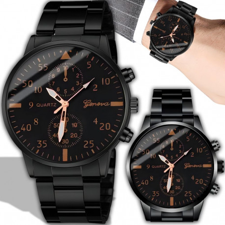 Meeste kvarts-käekell klassikaline sportlik elegantne käevõruga, must