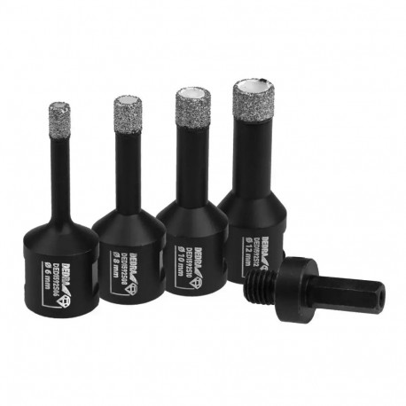 Vb teemantkroonpuuride komplekt 6, 8, 10, 12mm, hex-adapter
