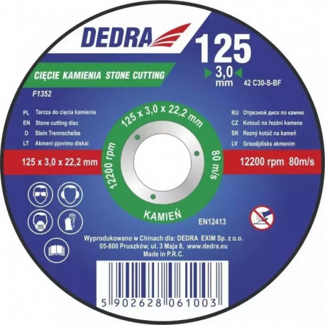 Tarcza do cięcia kamienia wypukła 125x3,0x22,2