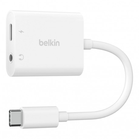"Belkin RockStar 3,5mm-Klinken-Audio- und USB-C-Ladeadapter wht"