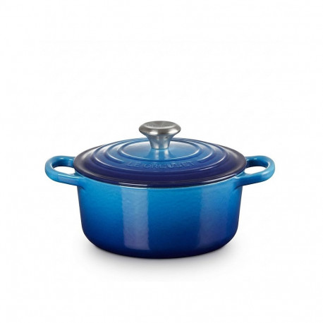 "Le Creuset 21177182202430 Signature Gusseisen-Bräter mit Deckel, 18 cm, Azure"