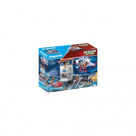 Toy Set - Playmobil 70664 Coast Guard Headquarters With Rescue Boat And Figures - Multi-Color