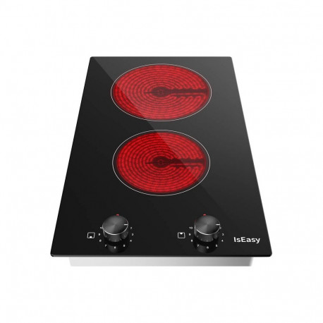 Home & Kitchen Appliance - IsEasy LT2V-30 Ceramic Electric Hob, 2 Heating Zones, 1200W/2000W, Black