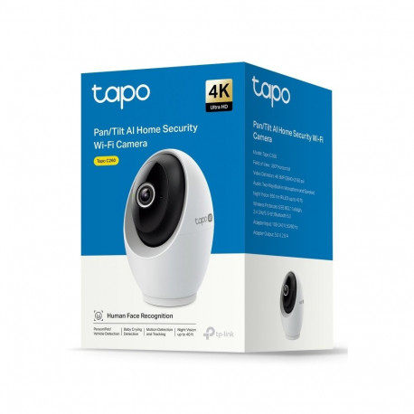 Home Security Camera - TP-Link Tapo Pan/Tilt AI 4K Wi-Fi Camera, 360° Pan, Night Vision, Black