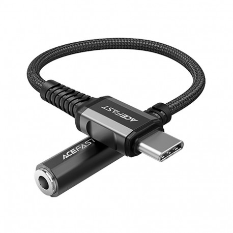 Acefast audio cable USB Type C - 3.5mm mini jack (female) 18cm, DAC, AUX black (C1-07 black)