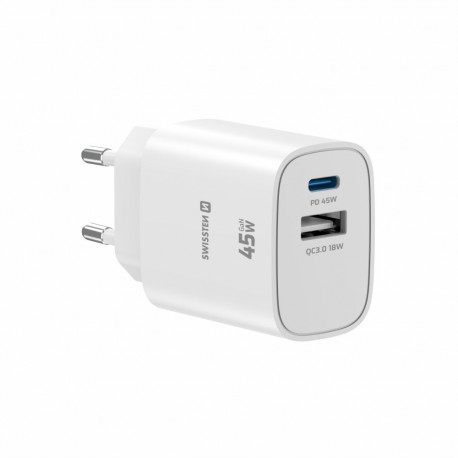 Swissten Edge GaN Travel Charger GaN USB-C PD 45W + USB-A 18W QC