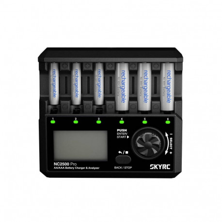 Battery Charger - SkyRC NC2500 Pro 6-Slot NiMH/NiCD Fast Charging LCD Display Black