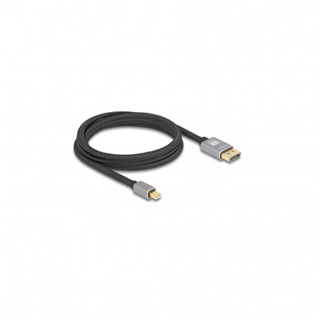 "Delock Mini DisplayPort zu DisplayPort Kabel 8K 60 Hz 2 m grau Metall ohne Einrastfunktion"
