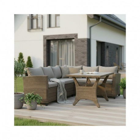 OUTDOOR FURNITURE SET BEIGE 179X66X73