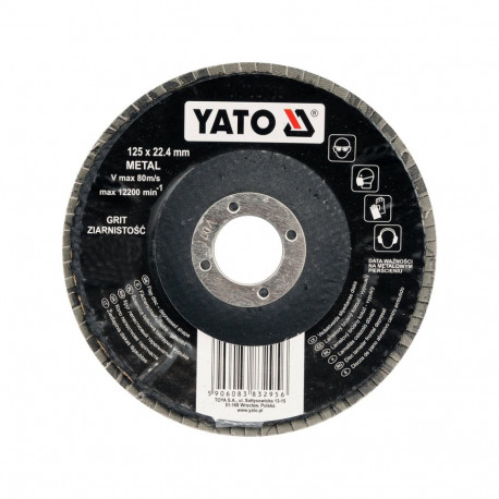Lamellketas metallile P40 125 x 22.4 mm Süvistatud keskosaga 80 m/s 12200 p/min YT-83292 Yato