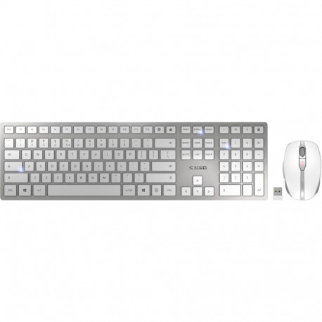 Klaviatuur DW 9100 SLIM EU-paigutus (QWERTY) Cherry SX-Scherentechnologie, valge/hõbe