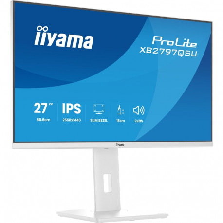 Iiyama ProLite XB2797QSU-W1 (68.5 cm (27 inches), white (matt), QHD, IPS, HDMI, DP, USB hub, ergonom