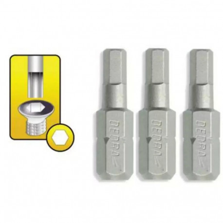 Końcówki wkrętakowe hex h5x25mm, 3szt blister