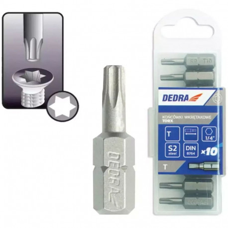 Końcówki wkrętakowe torx t40x25mm,10szt pudełko plast