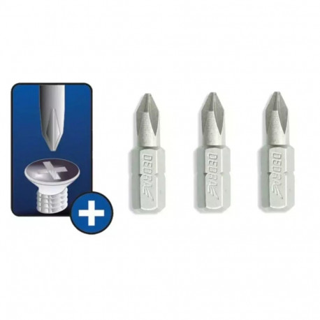 Phillips kruvikeeraja otsikud PH1x25mm, 3 tk blisterpakend