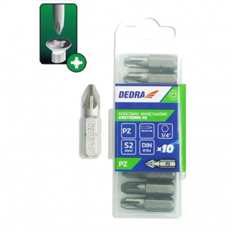 Kruvikeeraja otsakud Pozidriv PZ1x25mm 10tk plastkarp