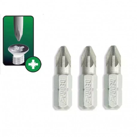 Końcówki wkrętakowe pozidriv pz1x25mm, 3szt blister