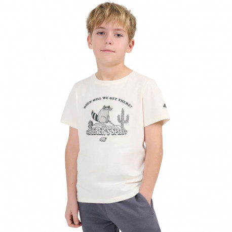 Koszulka dla chłopca 4F M2815 złamana biel 4FJWSS26TTSHM2815 11S 146cm
