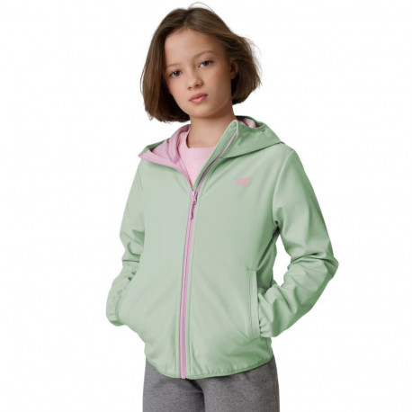 Kurtka dla dziewczynki softshell 4F F478 miętowa 4FJWSS26TSOFF478 47S 128cm
