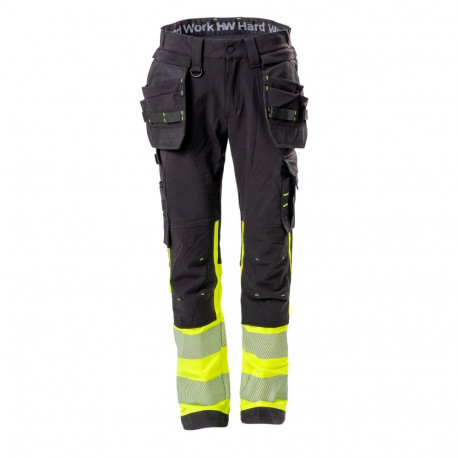 HW Nordic stretch ripptaskutega vööpüksid must Hi-Vis kollane 46