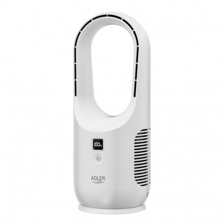 Adler Bladeless Rechargeable Fan | AD 7343 | Desk Fan | White | Diameter 14 cm | Number of speeds 3