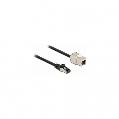 "Delock Kabel RJ45 Stecker zu Keystone Modul RJ45 Buchse Cat.6A 3 m schwarz"