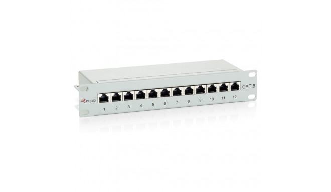 Equip patchpaneel 12x RJ45 Cat6 10" FTP 1HE ISO/IEC, helehall