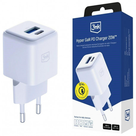 Charger GaN 20W PD QC4+ 1xUSB-A 1xUSB-C white