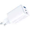 GaN laadija 65W QC4+ 1xUSB-A 2xUSB-C, valge