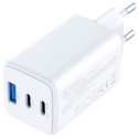 GaN laadija 65W QC4+ 1xUSB-A 2xUSB-C, valge