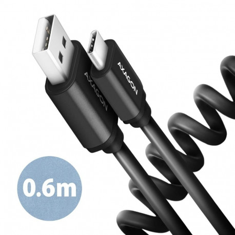 CABLE USB-C TO USB2.0 0.6M/TWISTER BLK BUCM-AM10TB AXAGON