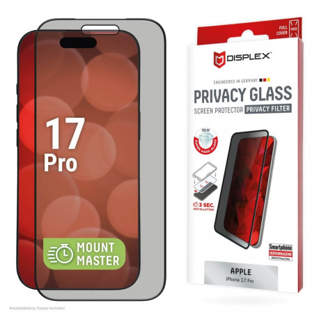 Apple iPhone 17 Pro Privacy Screen Glass Full Cover MM By Displex Black