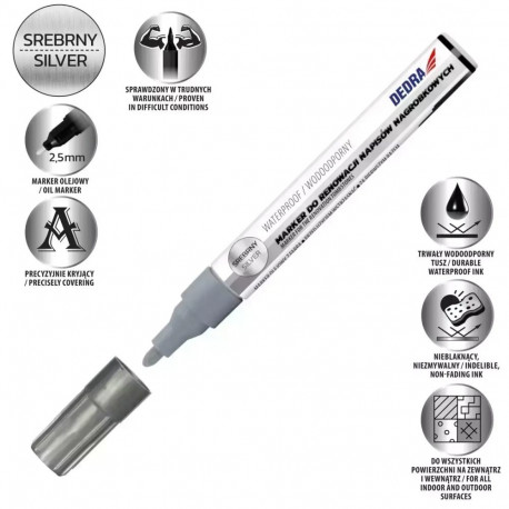 Marker do renowacji napisów nagrobkowych srebrny, 1szt