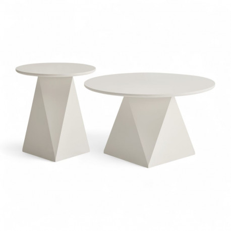 Diivanilaud AURA 2 tk ø50/80 cm, kreem/valge