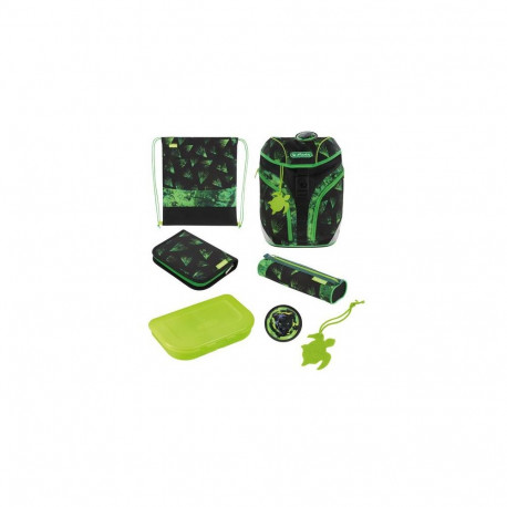 Herlitz SoftLight Plus Greenline Explorer school bag set Boy Polyester Black, Green