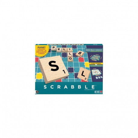 Mattel Games Scrabble Board Game Family Word Game with Wood Tiles and Racks and Two Ways to Play, Fi