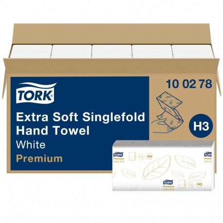Lehtpaberrätikud Tork EXTRA SOFT SINGLEFOLD H3, 23x22,6cm,  2-kih, 200 lehte, valge  100278 (15 tk)