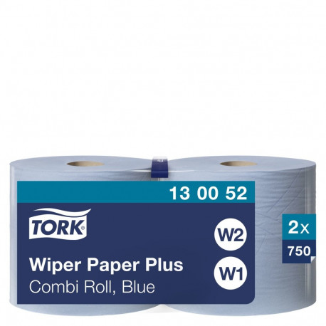 Tööstuslik rullpaber Tork Plus W1/W2, 255mx23.5cm, 2-kih, sinine, 130052 (2 tk)