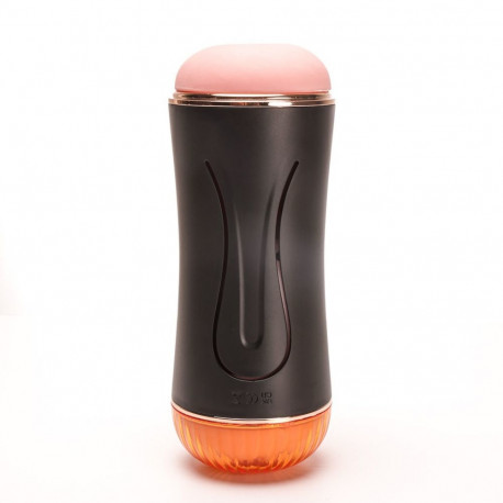 Masturbator vibreeriv kahepoolne vagiina ja anus kübernahk USB-laetav, must