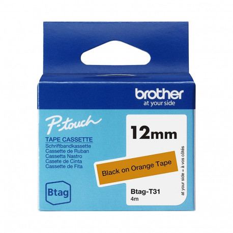 "Schriftband Brother 12mmx4m schwarz/orange BTAG-T31"