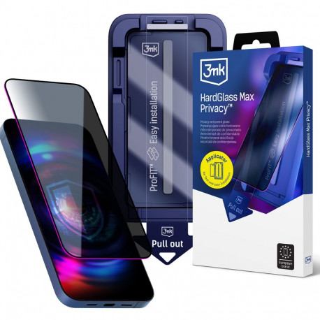 9H tempered glass with 3mk HardGlass Max Privacy filter for iPhone 15 Pro Max